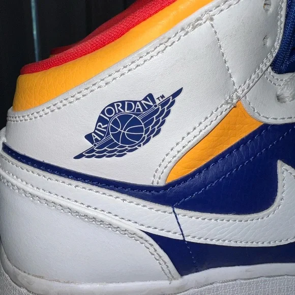 Air Jordan 1 Mid White/Blue/Orange/Red Kids Shoe Size 6Youth - Picture 9 of 14